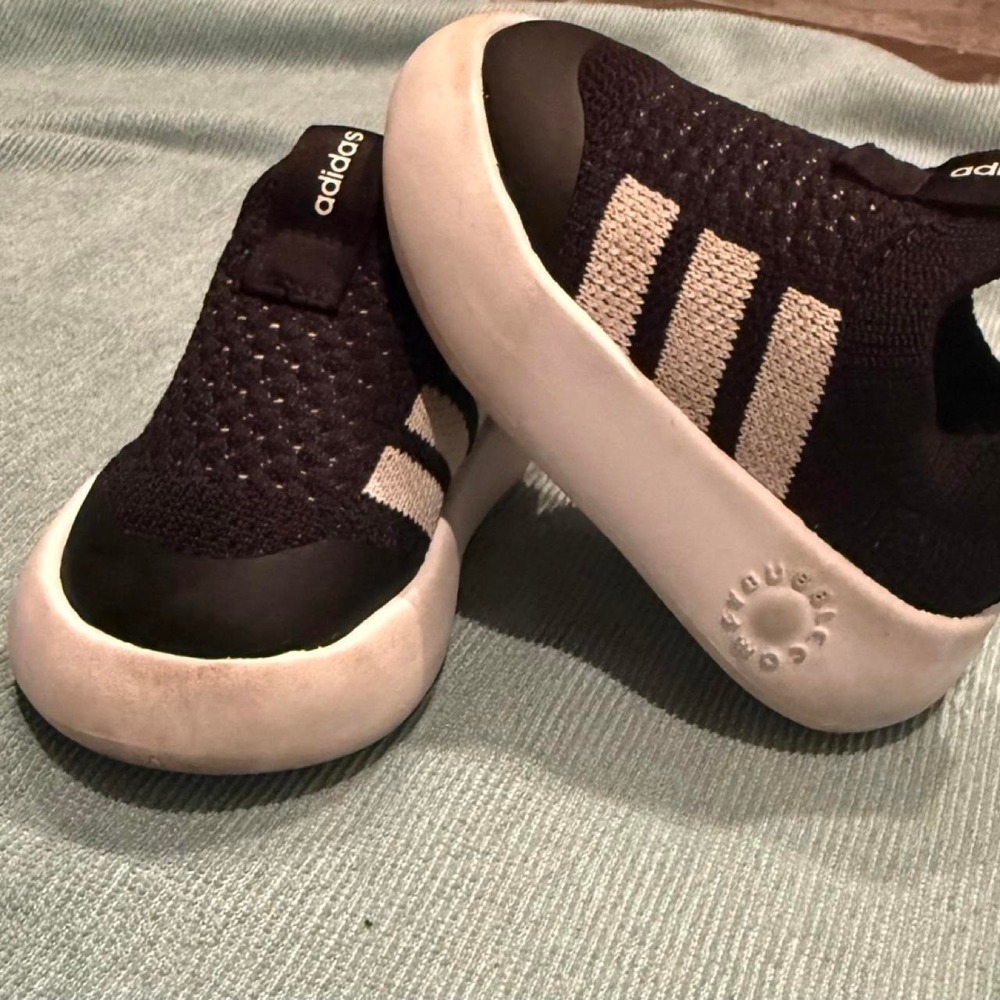 Adidas Tensaur Bubble Black White Knit Slip On Sneakers Infant 4K Toddler Shoes